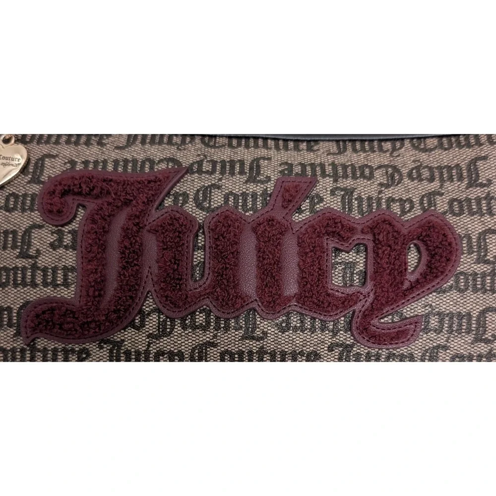 Juicy Couture Y2K Monogram Baguette Purse Shoulder Bag Textured Logo Heart Charm